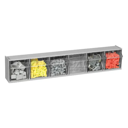 Quantum Tip Out Storage Bin QTB306 6 Compartments Gray