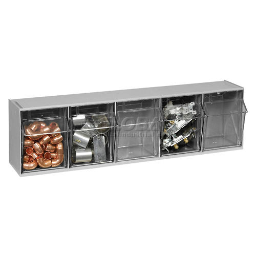Quantum Tip Out Storage Bin QTB305 5 Compartments Gray