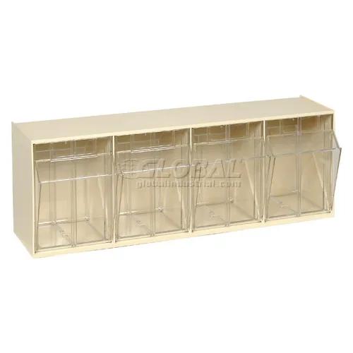 Quantum 4-Compartment Tip-Out Bin; Ivory