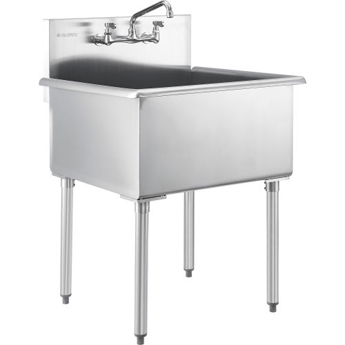 Global Industrial™ Stainless Steel Utility Sink w/Faucet, 24x24x14 Deep, Non-NSF