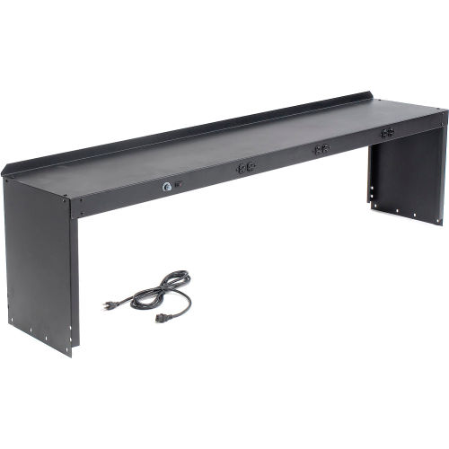 72 in. Black Power Riser-6 Outlets, Fuse, switch and wire