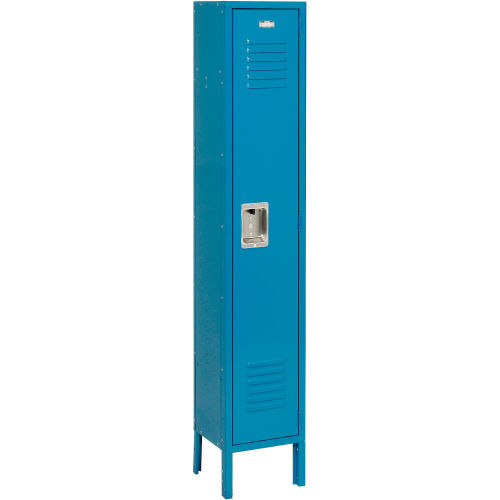 Blue 6-Feet High by 18-Inch Deep Salsbury Industries Assembled 1-Tier Standard Metal Locker with One Wide Storage Unit 