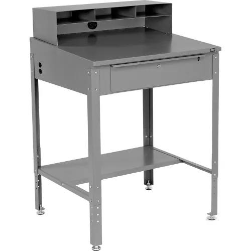 Winholt Mobile Open Base Shop Desk, Pigeonhole Riser, 24W x 22D, Gray