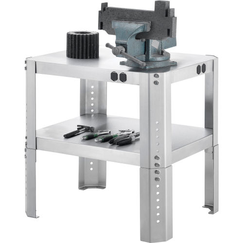 Global Industrial™ 24W x 18D x 18 to 24H Adj. Height Shop Stand - 16 Ga.430 Stainless Steel