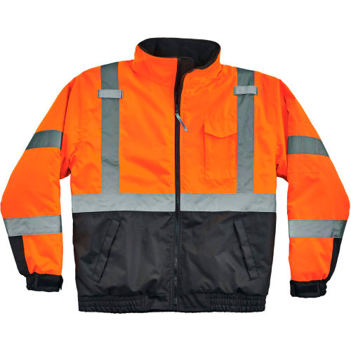 Ergodyne®GloWear® 8377 Type R Class 3 Quilted Bomber Jacket, Orange, L, 25614