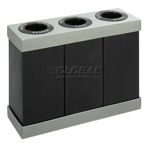 Safco At-Your-Disposal 3-bin Recycling Center - 28 gal Capacity - Rectangular - 33 Safco At-Your-Disposal 3-bin Recycling Center - 28 gal Capacity - Rectangular - 33