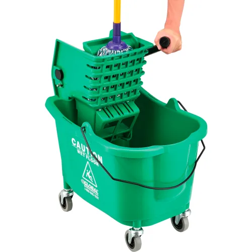 Cleaning Tools & Supplies, Mop Buckets & Wringers, Mop Bucket And Wringer  Combo with Side Press, Green