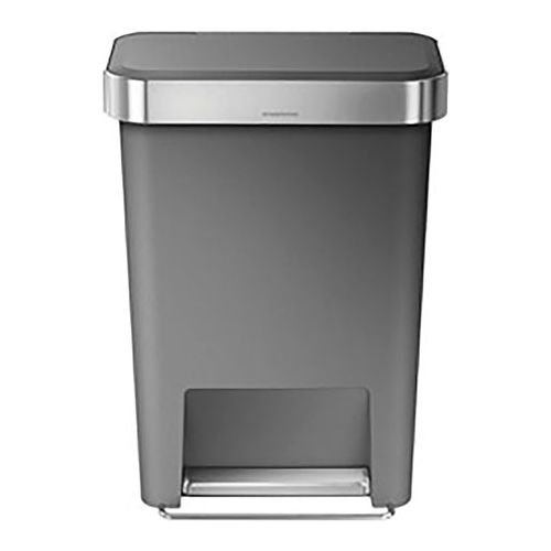 simplehuman® CW1386 Rectangular Plastic Step Can - 12 Gallon Gray