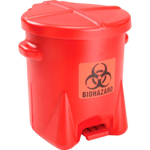 Eagle 6 Gallon Safety Biohazardous Waste Can, Red - 943BIO