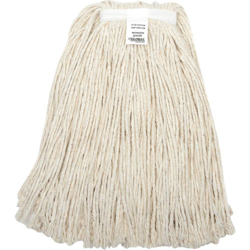 Global® 24 oz. Cotton Cut-End Mop Head, 4Ply, Narrow Band