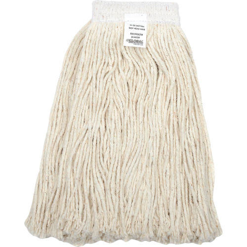 Global® 24 oz. Cotton Cut-End Mop Head, 4Ply, Wide Band
																			
