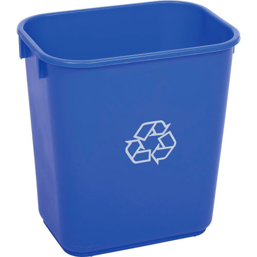 Global® 13-5/8 Qt. Plastic Recycling Wastebasket - Blue