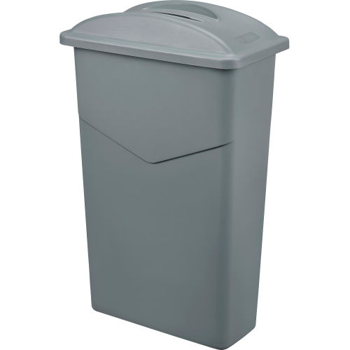 Slim 30" Tall XL Gray Plastic Trash Can 23 Gal Recycling Compost Bin w/ Handles 