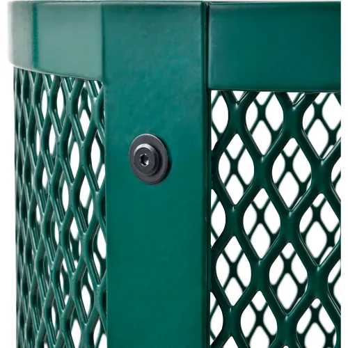 Global Industrial™ Outdoor Diamond Steel Trash Can With Flat Lid, 36  Gallon, Green