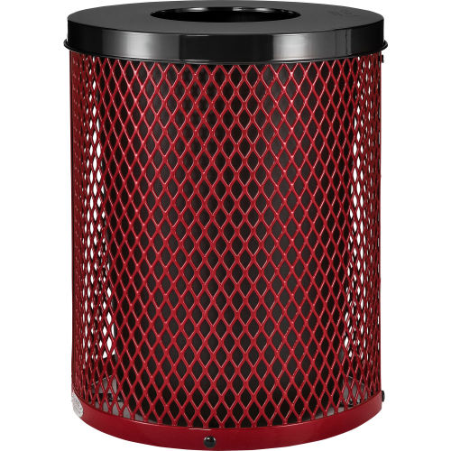 Global Industrial Thermoplastic Coated 32 Gallon Mesh Receptacle w/Flat Lid - Red
																			