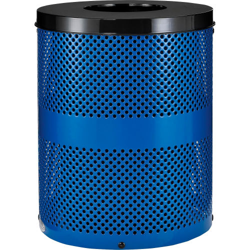 Global Industrial™ Outdoor Perforated Steel Trash Can With Flat Lid, 36 ...