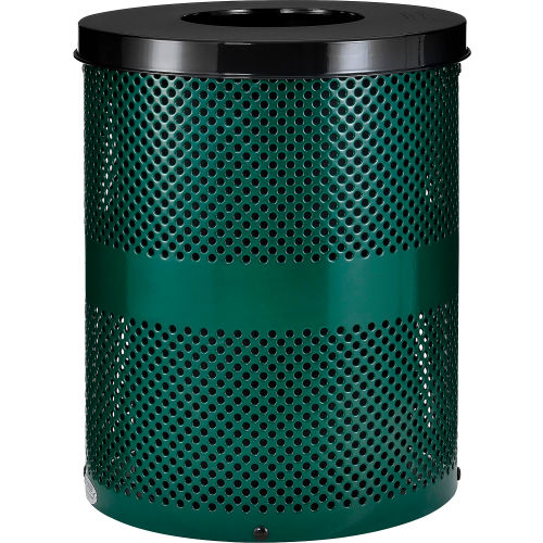 Global™ Thermoplastic 32 Gallon Perforated Receptacle w/Flat Lid - Green