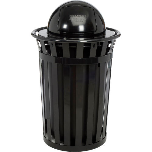 Global™ Outdoor Metal Slatted Trash Receptacle with Dome Lid - 36 Gallon Black
																			