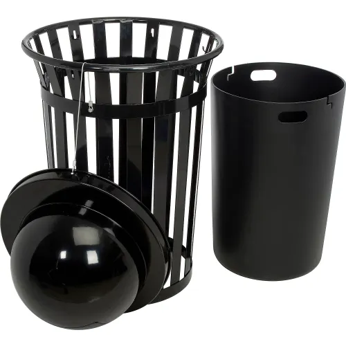 Global Industrial™ Steel Round Open Top Trash Can, 15 Gallon, Black