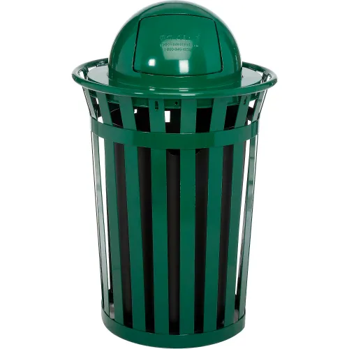 Global Industrial™ Outdoor Slatted Steel Trash Can With Dome Lid