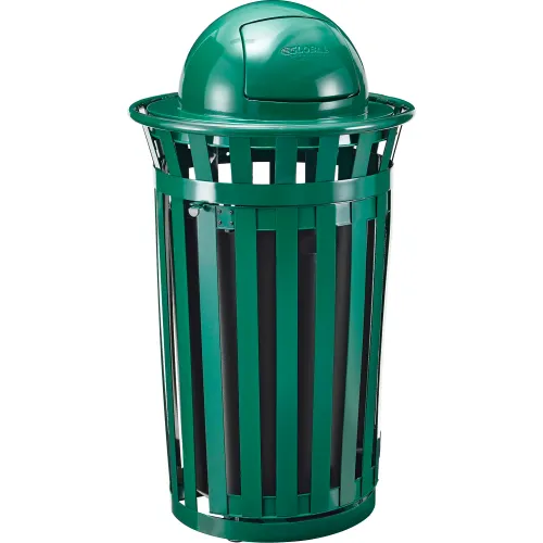 Global Industrial™ Outdoor Slatted Steel Trash Can W/Access Door