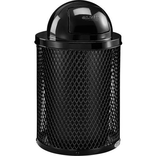 Global™ Thermoplastic Coated 32 Gallon Mesh Receptacle w/Dome Lid - Black