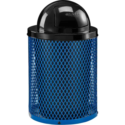 32 gal Square Outdoor Commercial Trash Can, Dome Top Lid, Choose Color -  Orange Traffic Cones