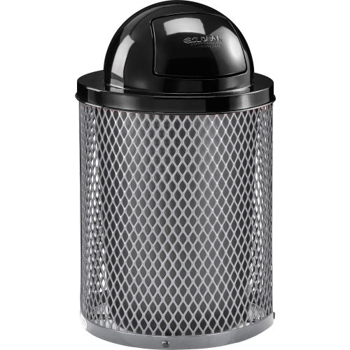 Global Industrial Thermoplastic Coated 32 Gallon Mesh Receptacle w/Dome Lid - Gray