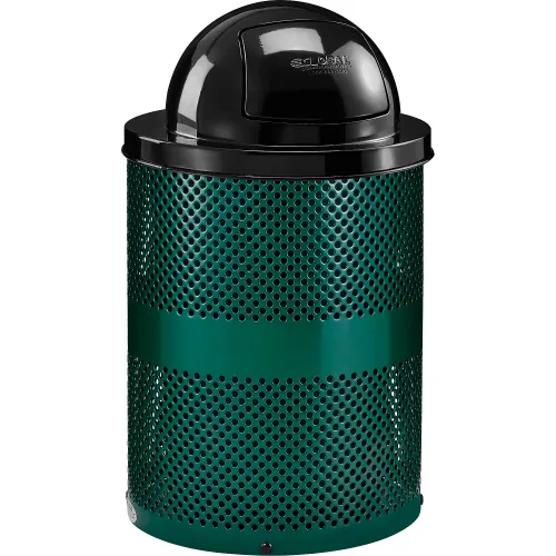 Global Industrial™ Outdoor Perforated Steel Trash Can With Dome