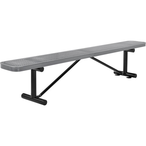 96in Perforated Metal Steel Bench - No Back - Top Plank Gray