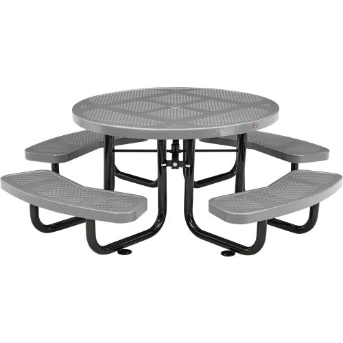 Global Industrial 46in Child Size Round Outdoor Steel Picnic Table - Perforated Metal - Gray
																			