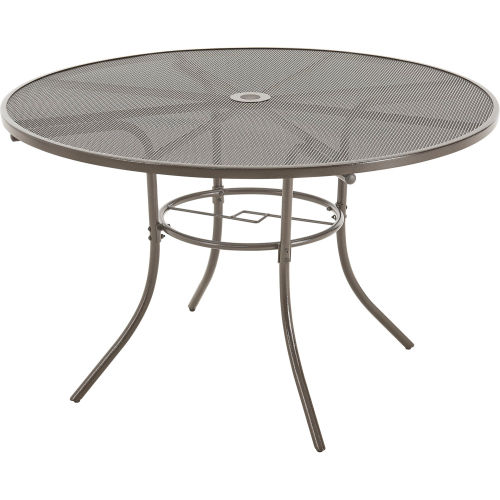 Interion® 48in Round Outdoor Café Table, Steel Mesh, Bronze