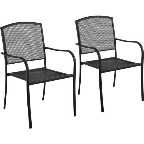 Interion® Outdoor Café Steel Mesh Stacking Armchair - 2 Pack