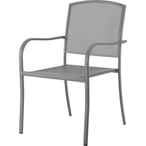 Interion® Outdoor Café Steel Mesh Stacking Armchair - Gray - 2 Pack