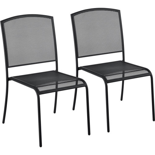 Interion® Outdoor Café Steel Mesh Stacking Chair - 2 Pack