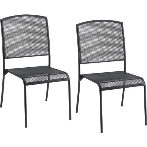 Interion® Outdoor Café Steel Mesh Stacking Chair - Black - 2 Pack
																			