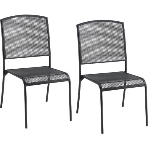Interion® Outdoor Café Steel Mesh Stacking Chair - Black - 2 Pack