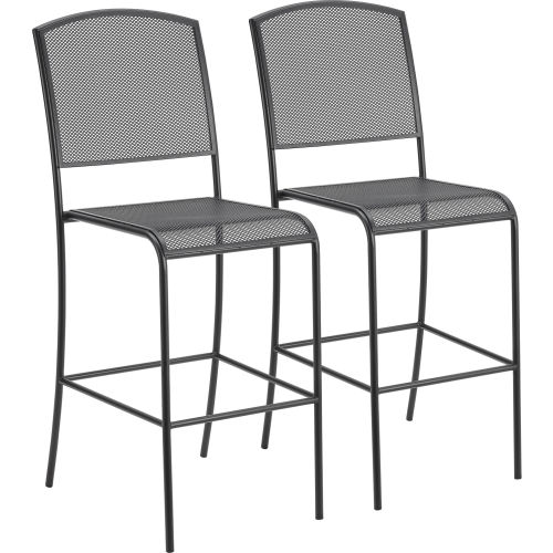 Interion® Outdoor Bar Stool, Steel Mesh, Black, 2 Pack