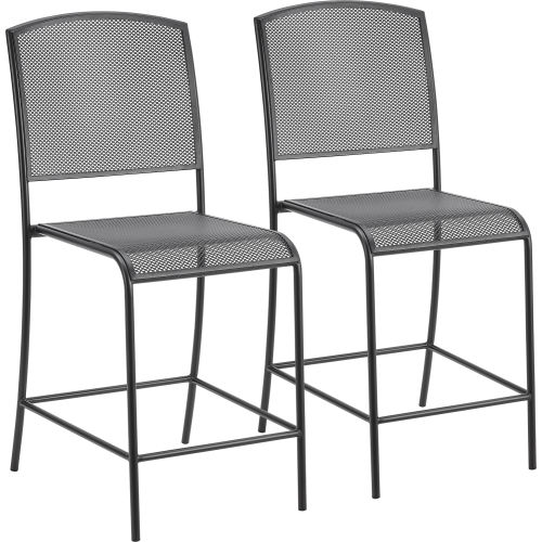 Interion® Outdoor Counter Height Stool, Steel Mesh, Black, 2 Pack