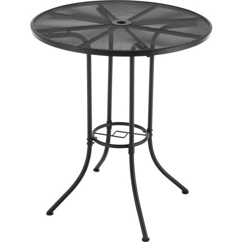 Interion® 36in Round Steel Mesh Outdoor Bar Table, Black