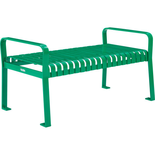 Global Industrial™ 4 ft. Outdoor Steel Slat Park Bench without Back - Green