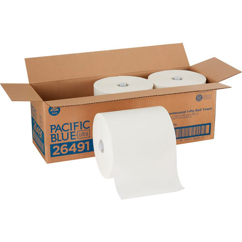Pacific Blue Ultra™ 8” High-Capacity Recycled Paper Towel Rolls By GP Pro, White, 3 Rolls/Case