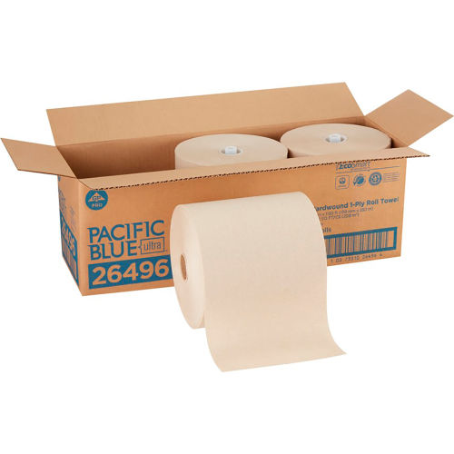 Pacific Blue Ultra™ 8” High-Capacity Recycled Paper Towel Rolls By GP Pro, Brown, 3 Rolls/Case