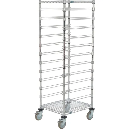 Global Industrial™ Chrome Wire Cart With (11) 3H Blue Grid Containers,  21x24x69