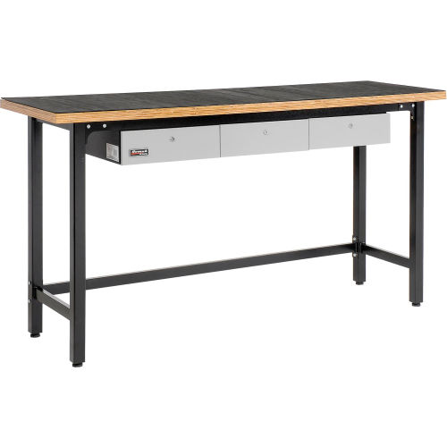 79 in. Steel Workbench With 3 Drawers & Wood Top