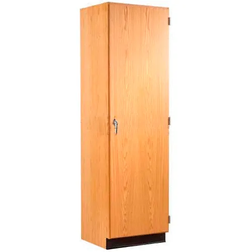 Closed light wood cabinet with keyhole and handle