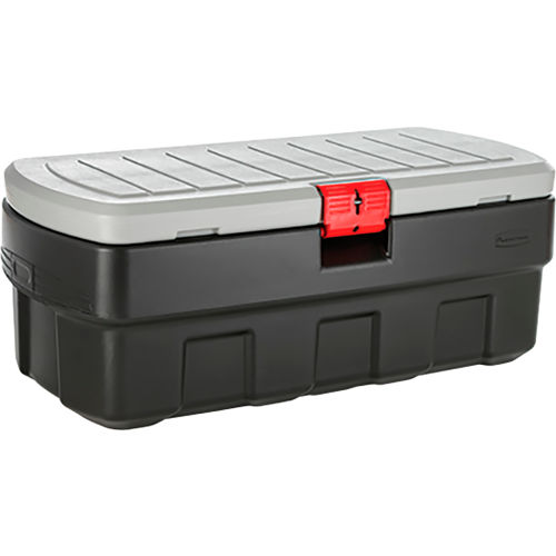 Rubbermaid 8 Gallon Action Packer Lockable Latch Indoor and Outdoor Storage Box Container 2 Pack Black 