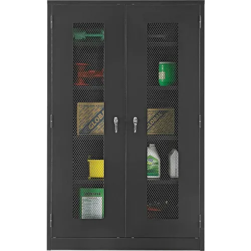 Global Industrial Assembled Storage Cabinet with Expanded Metal Door Black