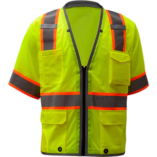 GSS Safety 2701, Class 3, Heavy Duty Safety Vest, Lime, L