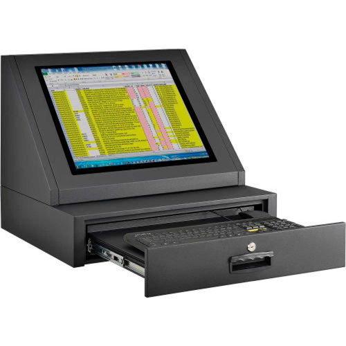 LCD Console Counter Top Security Computer Cabinet - Black